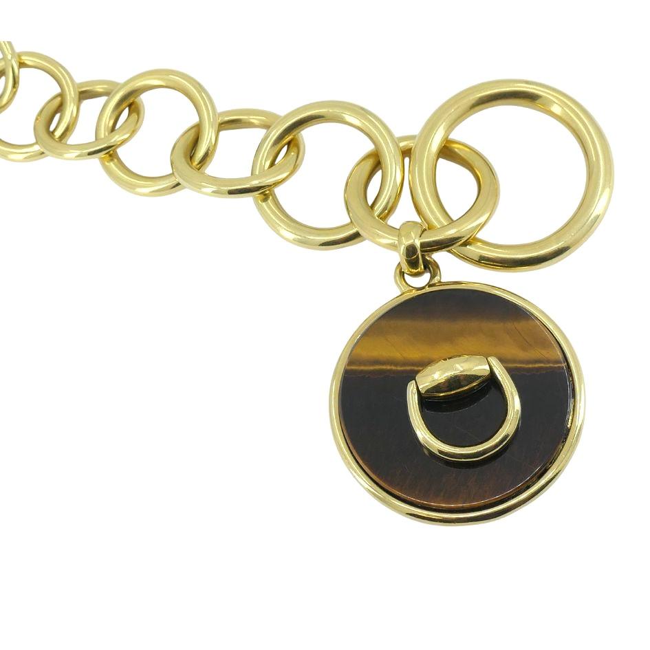 Bracciale occhio di tigre d'epoca Gucci in oro 18 carati in vendita 1