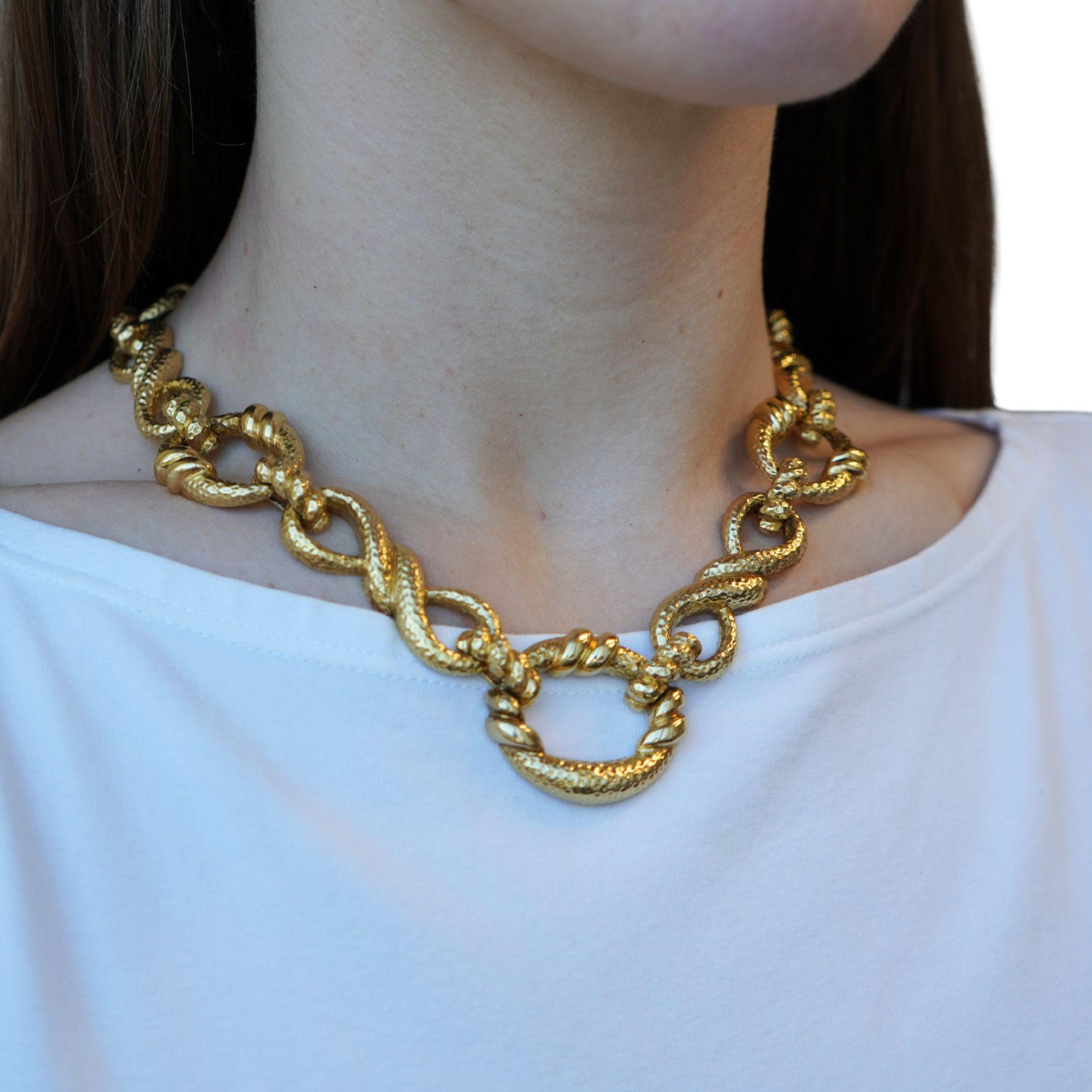 Vintage Wander Collier convertible en or martelé 18k Bon état - En vente à Beverly Hills, CA