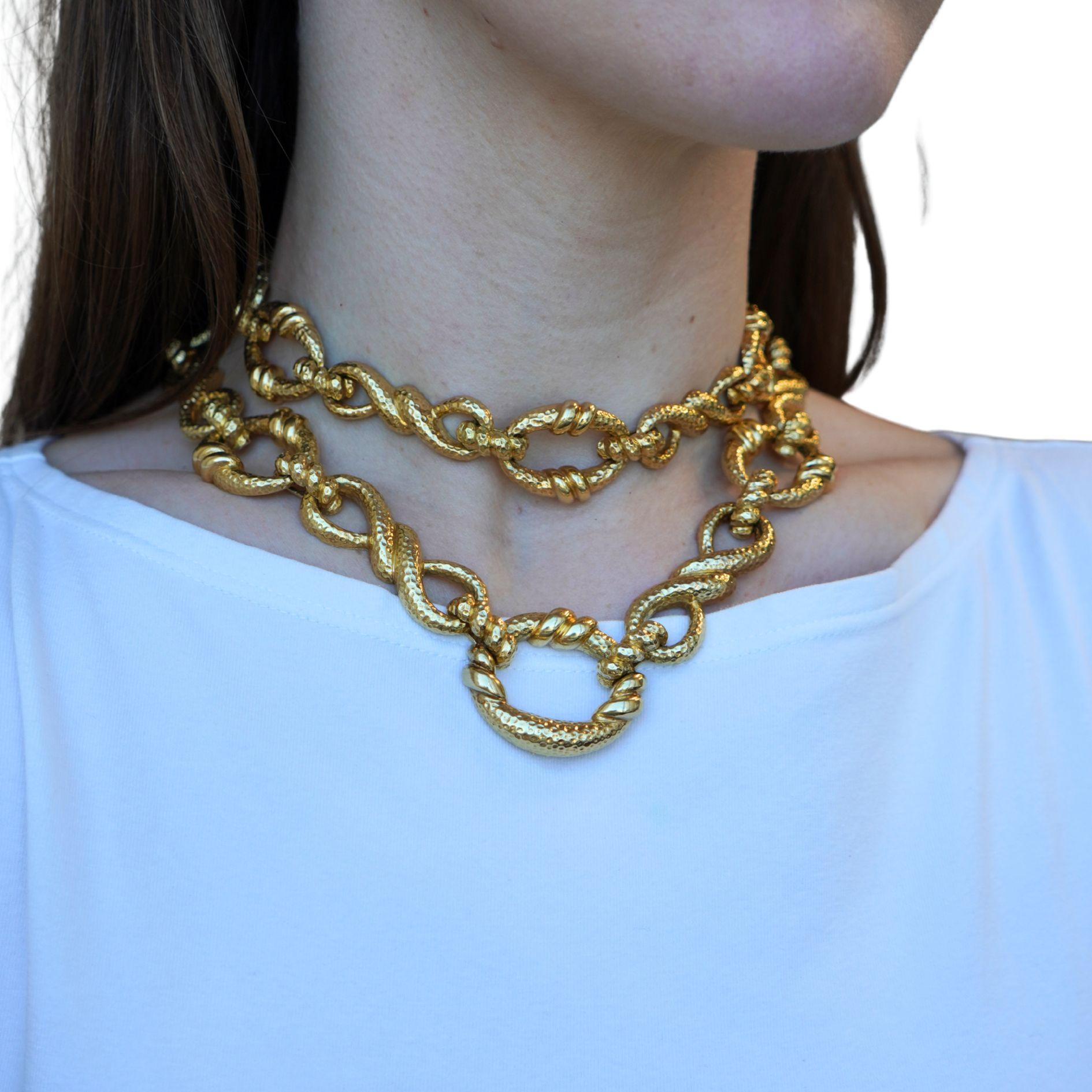 Vintage Wander Collier convertible en or martelé 18k Pour femmes en vente