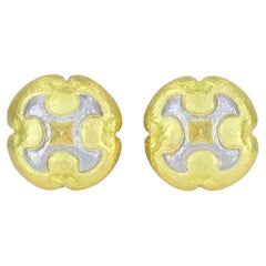 Boucles d'oreilles vintage Trent en or 18k et platine à pince