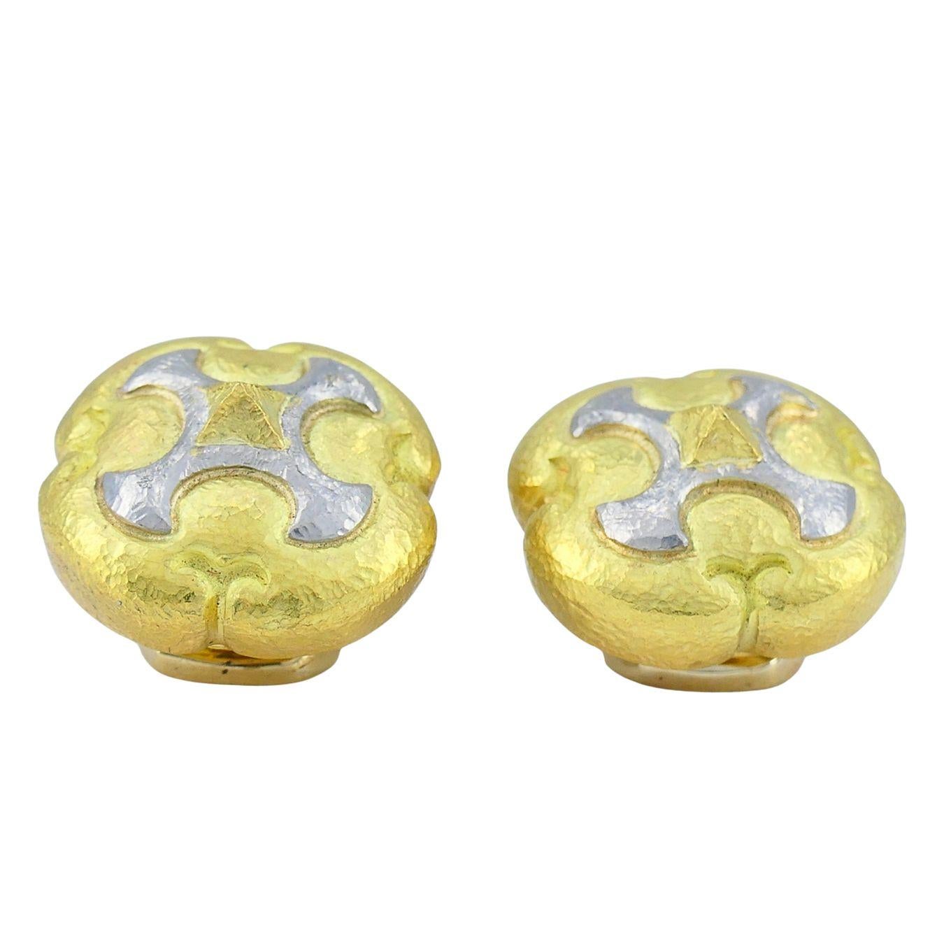 Orecchini a clip d'epoca in oro 18k e platino Trent in vendita 5