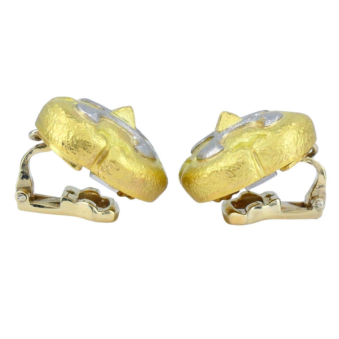 Orecchini a clip d'epoca in oro 18k e platino Trent in vendita 4