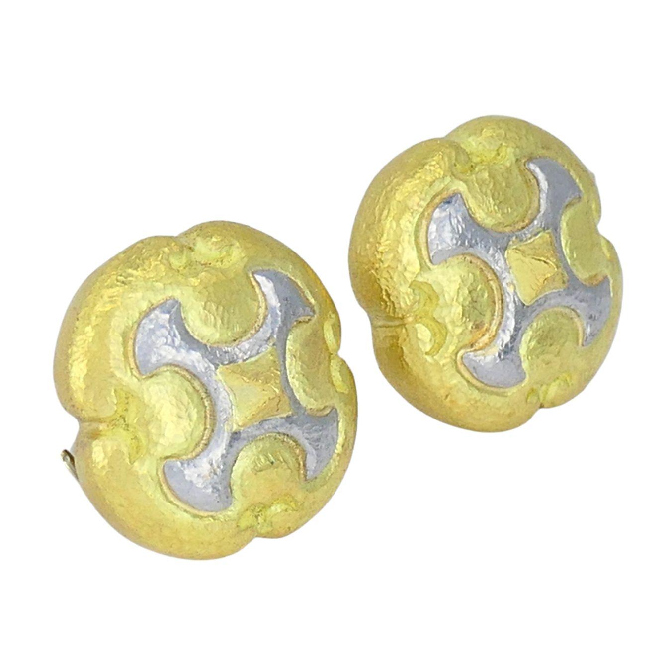 Orecchini a clip d'epoca in oro 18k e platino Trent In condizioni ottime in vendita a Beverly Hills, CA