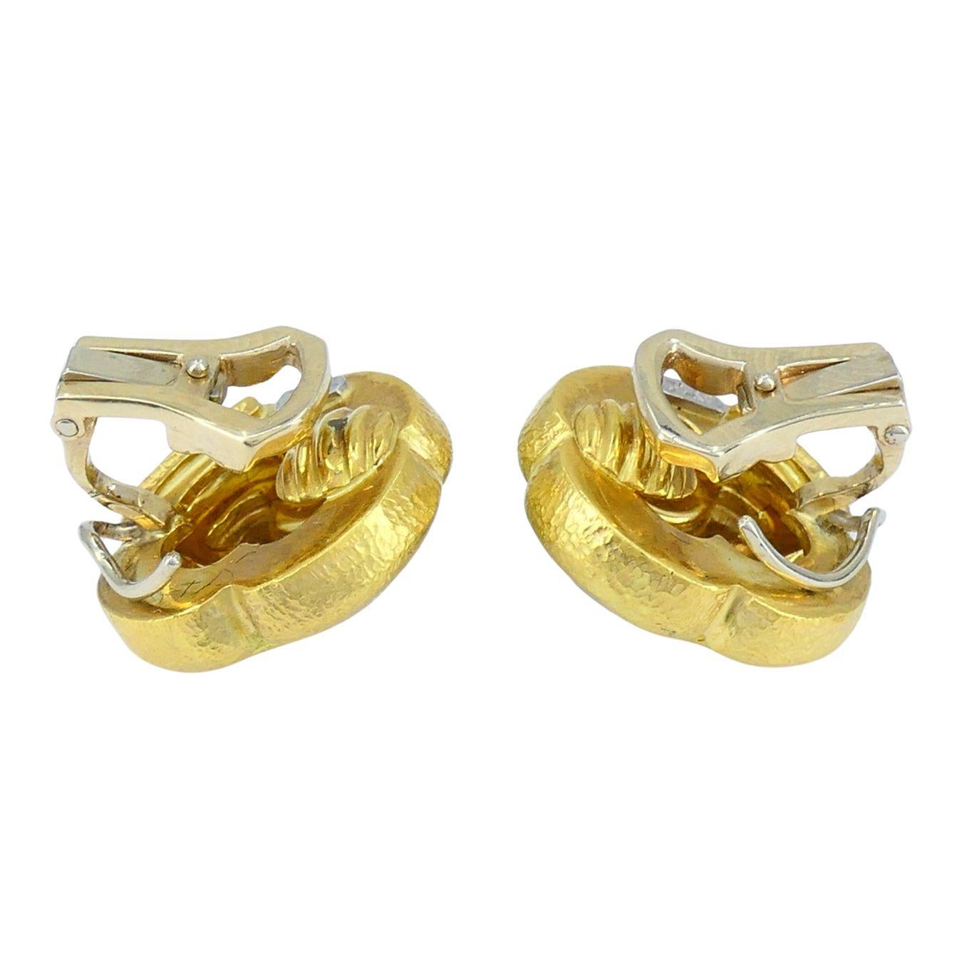 Orecchini a clip d'epoca in oro 18k e platino Trent in vendita 2