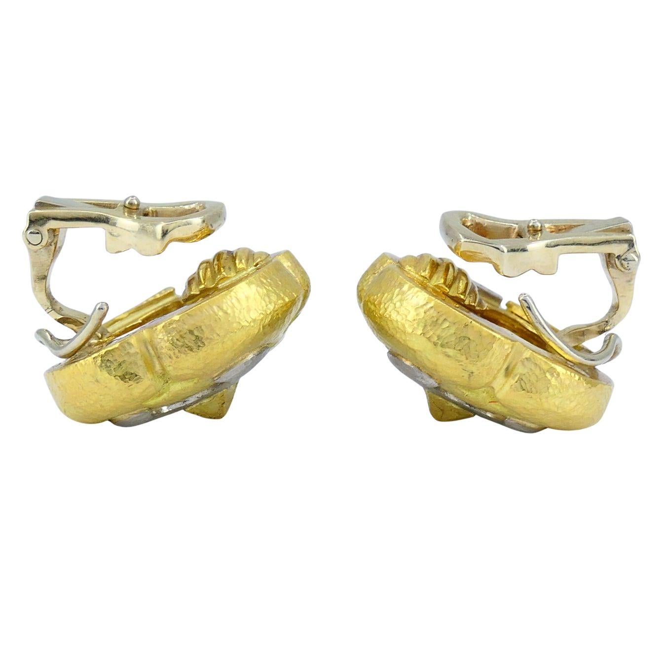 Orecchini a clip d'epoca in oro 18k e platino Trent in vendita 3