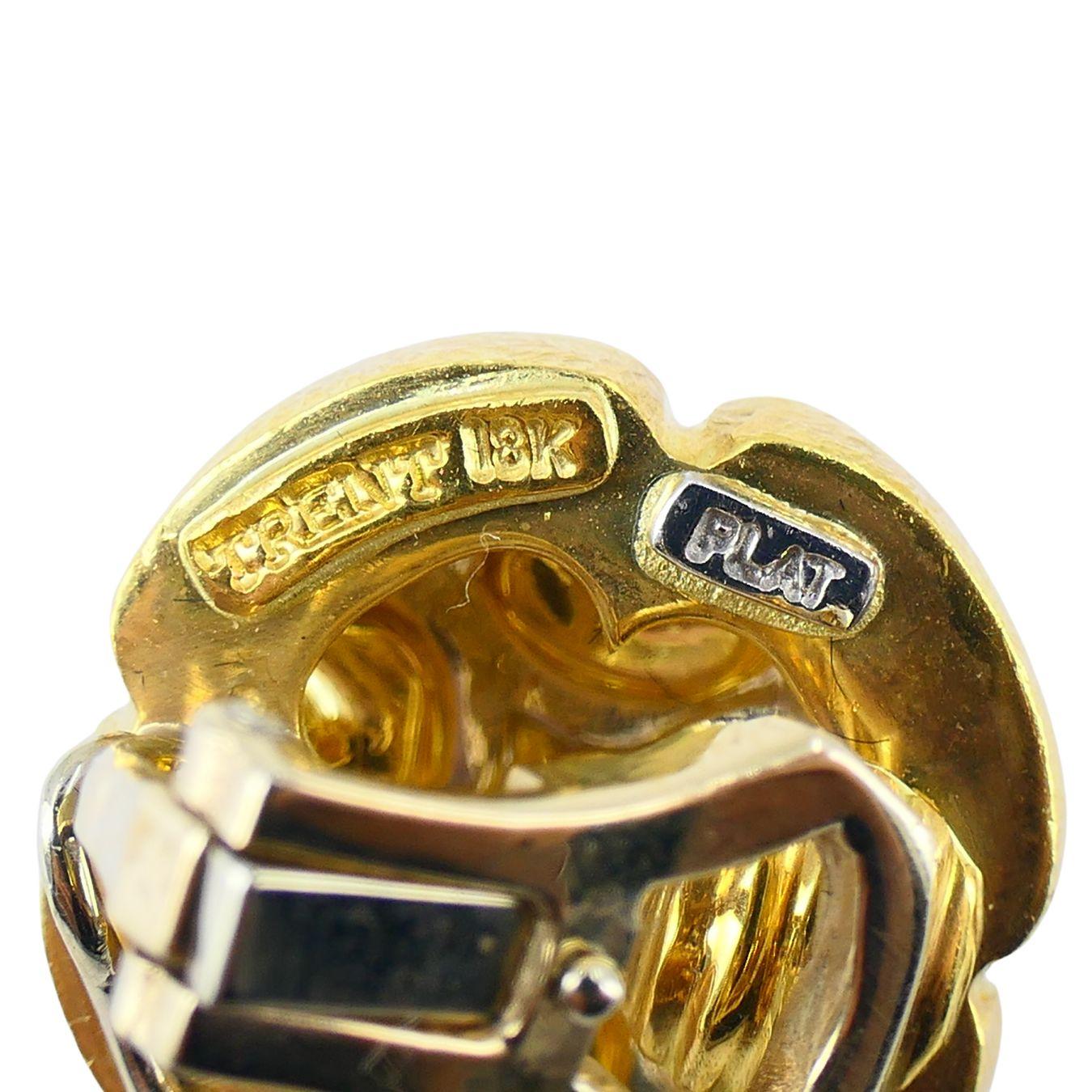 Orecchini a clip d'epoca in oro 18k e platino Trent in vendita 7