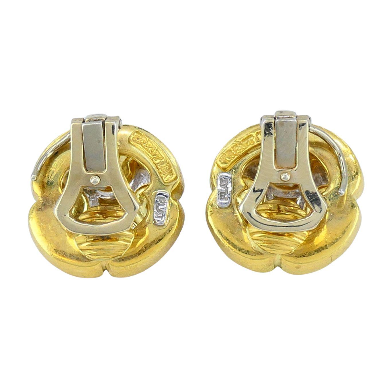 Orecchini a clip d'epoca in oro 18k e platino Trent in vendita 1