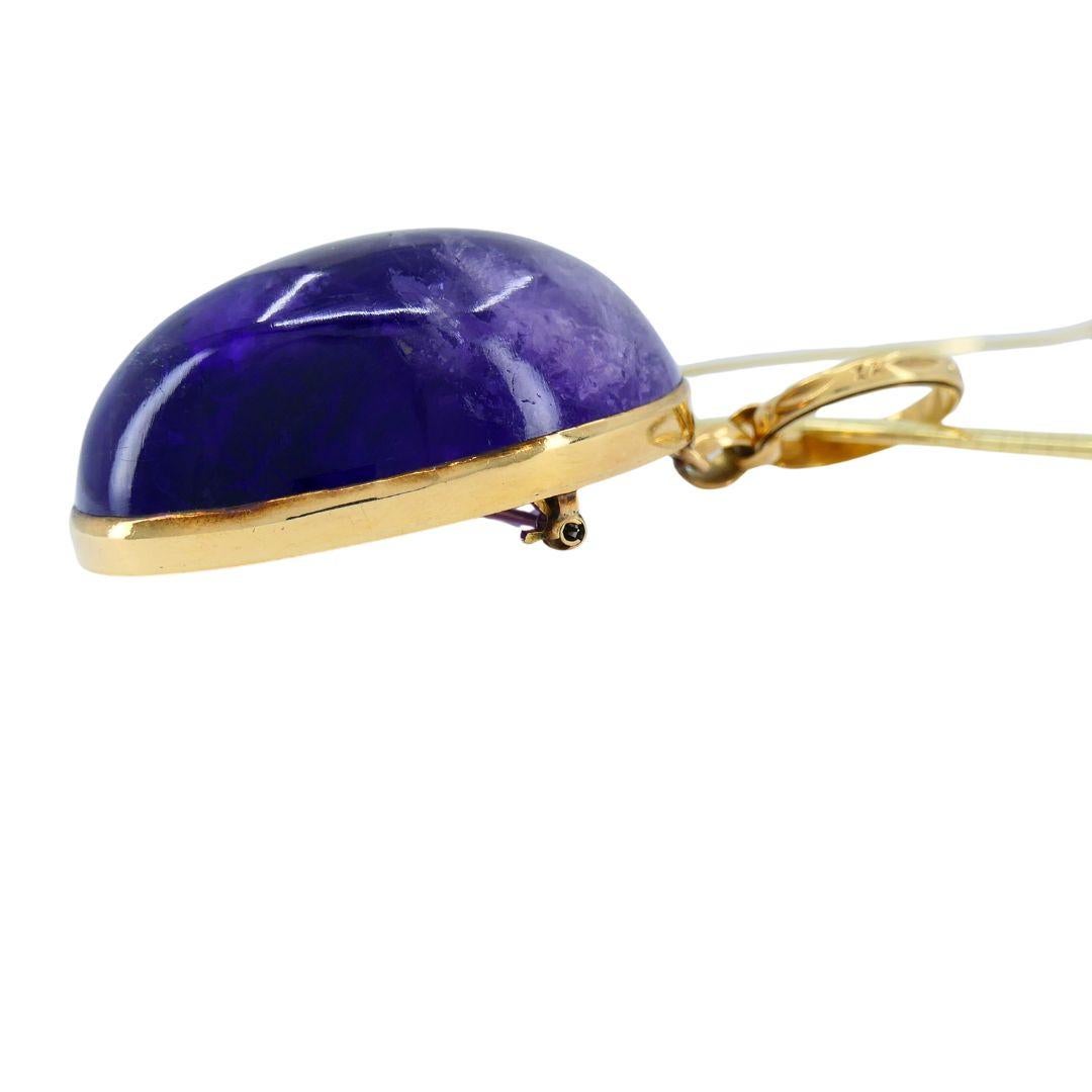 Collana con ciondolo di ametista in oro vintage in vendita 2