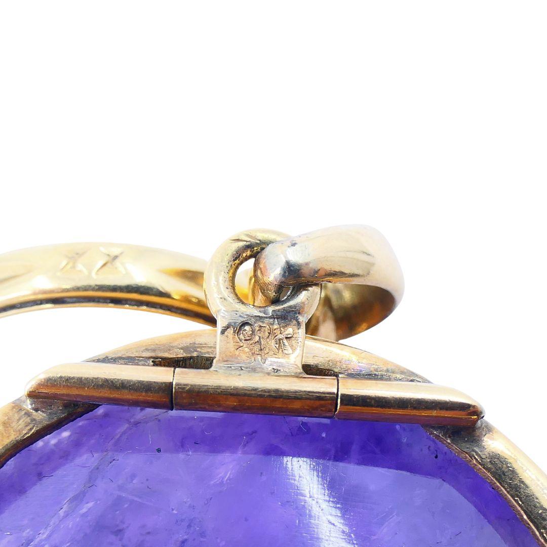 Collana con ciondolo di ametista in oro vintage in vendita 9