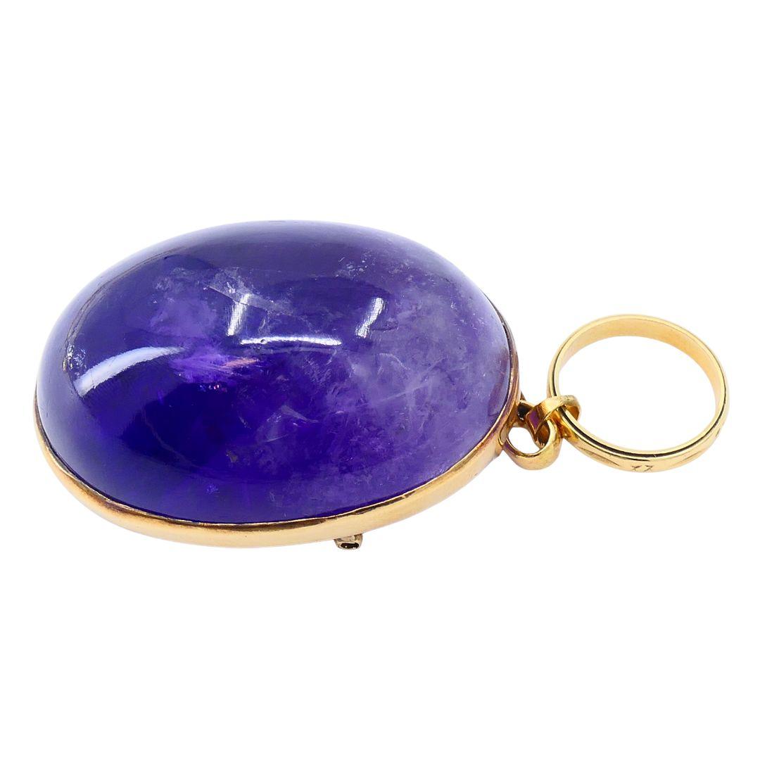 Collana con ciondolo di ametista in oro vintage in vendita 11