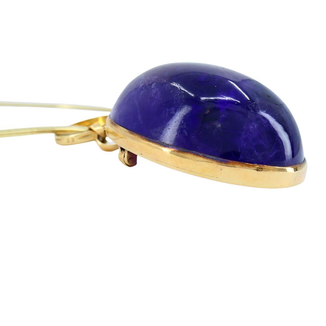 Collana con ciondolo di ametista in oro vintage in vendita 3
