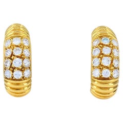 Vintage Van Cleef & Arpels 18k Gold Diamond Huggie Earrings