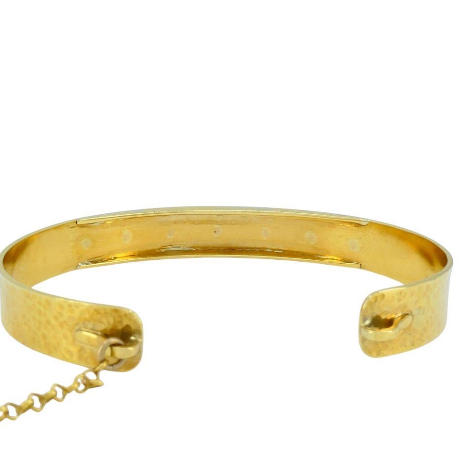 Bracelet manchette vintage en or martelé 18k en vente 8