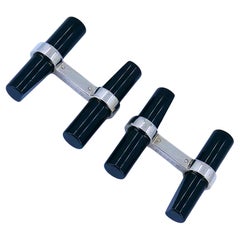 Vintage Cartier 18k White Gold Onyx Cufflinks