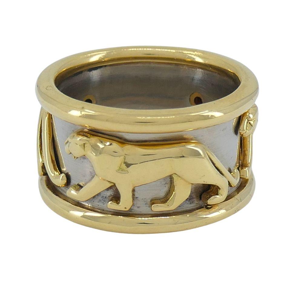 Vintage Panthère de Cartier Bague en or 18k Steele État moyen - En vente à Beverly Hills, CA