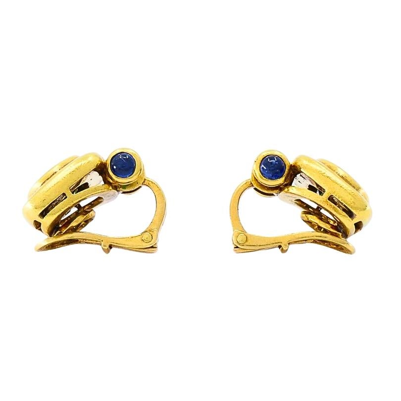 Taille mixte Bulgari Bvlgari Boucles d'oreilles à pince en or 18k Tourmaline, saphir et diamant en vente