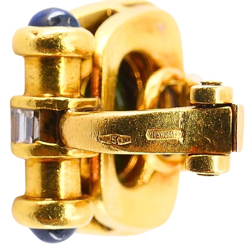 Bulgari Bvlgari Boucles d'oreilles à pince en or 18k Tourmaline, saphir et diamant en vente 5