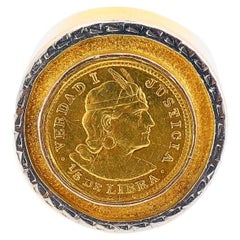 Vintage 18k Gold "Verdad I Justicia" Coin Ring