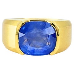 Bague en or 18 carats saphir naturel de Birmanie Rapport GIA
