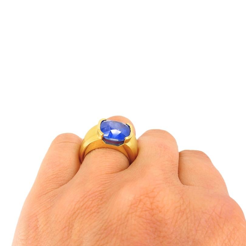 Taille brillant Bague en or 18 carats saphir naturel de Birmanie Rapport GIA en vente