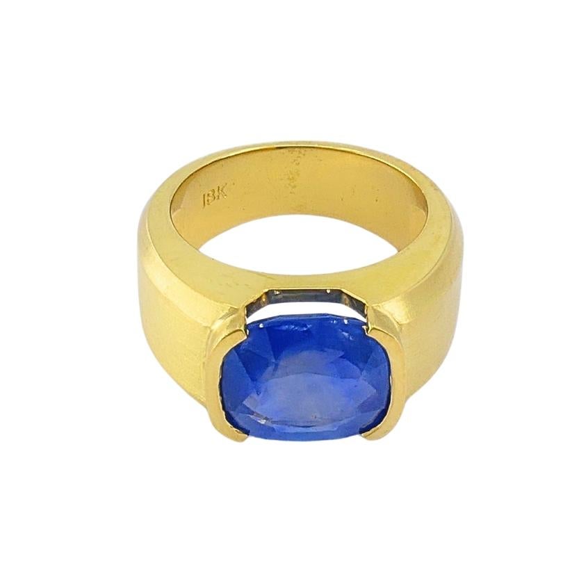 Bague en or 18 carats saphir naturel de Birmanie Rapport GIA en vente 1