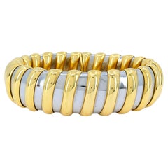 Vintage Bvlgari 18k Gold Stainless Steel Cuff Bracelet