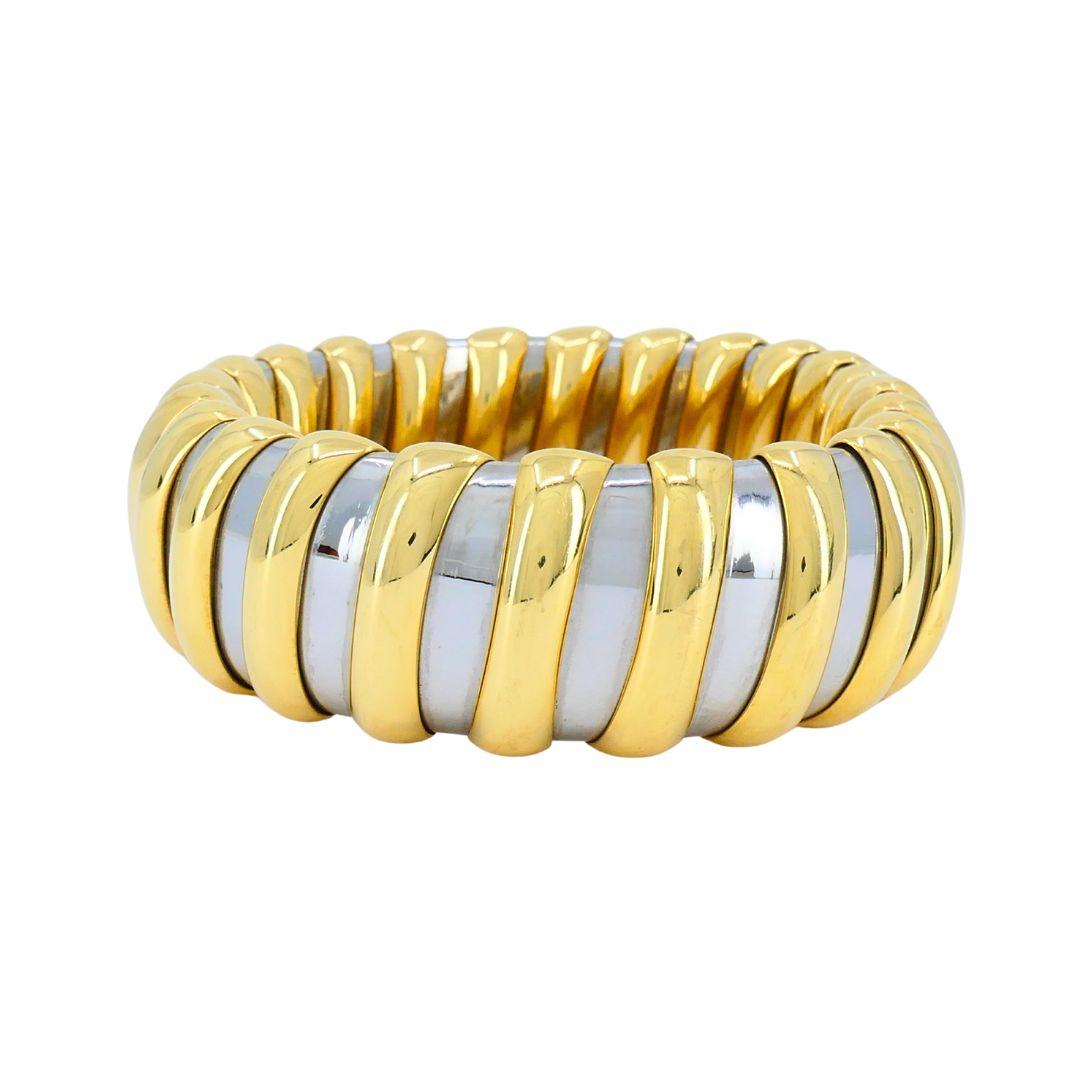 da uomo o donna Bracciale vintage Bvlgari in oro 18k e acciaio inossidabile in vendita