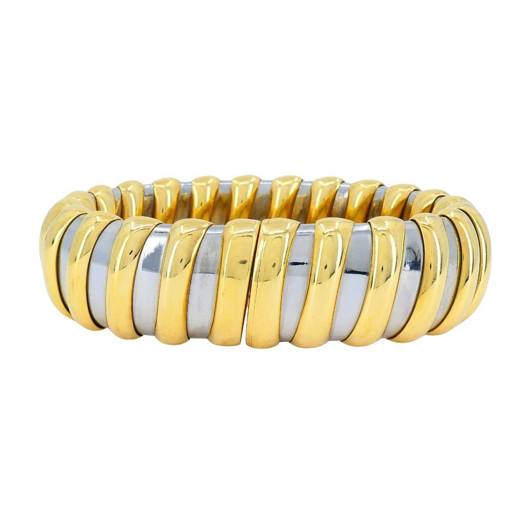 Bracciale vintage Bvlgari in oro 18k e acciaio inossidabile in vendita 1