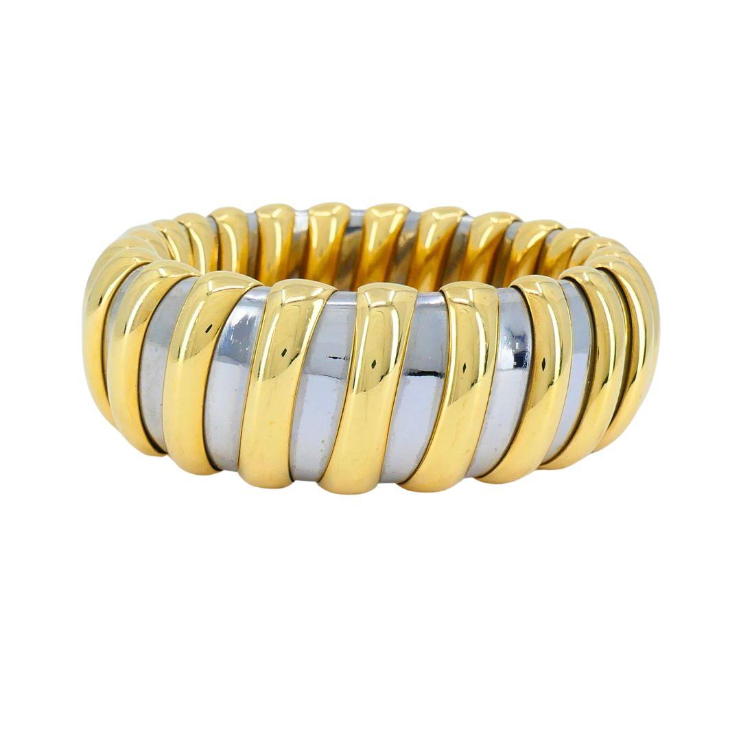 Bracciale vintage Bvlgari in oro 18k e acciaio inossidabile in vendita 2