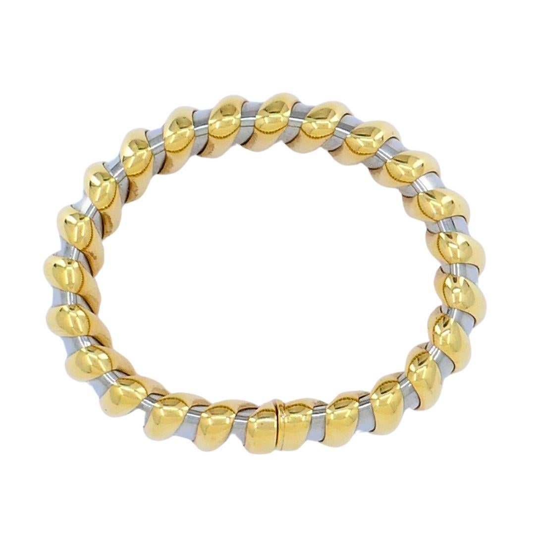 Bracciale vintage Bvlgari in oro 18k e acciaio inossidabile in vendita 4