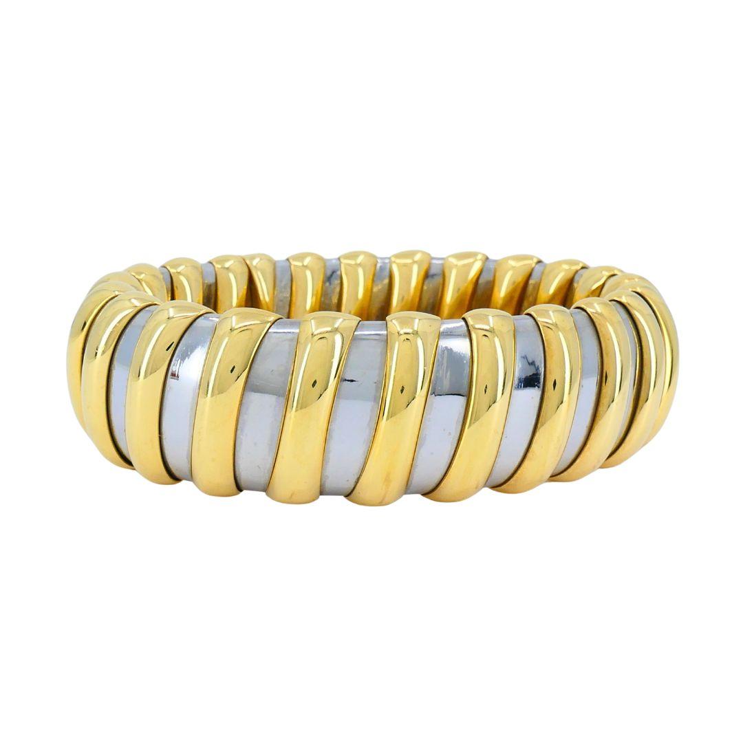 Bracciale vintage Bvlgari in oro 18k e acciaio inossidabile in vendita 3