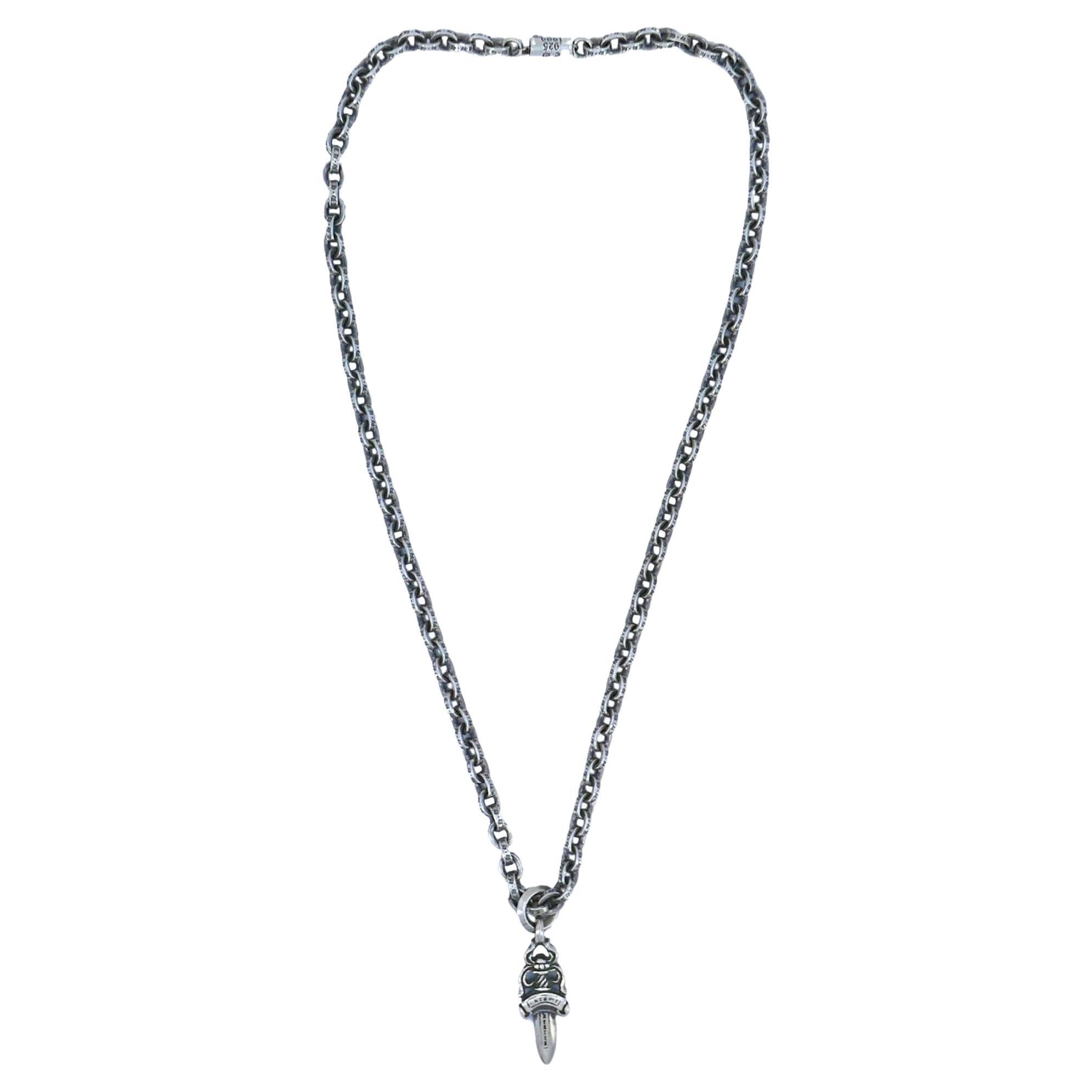 Collana con ciondolo a catena in argento sterling Chrome Hearts in vendita