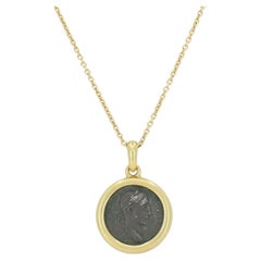 Vintage Bvlgari 18k Gold Ancient Coin Monete Bulgari Pendant Necklace