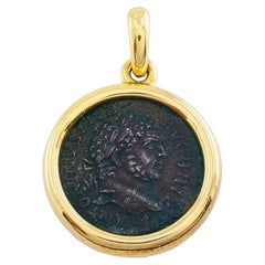 Bvlgari Monete Ancient Roman Coin Pendant 18k Gold, Caracalla AD 211-217