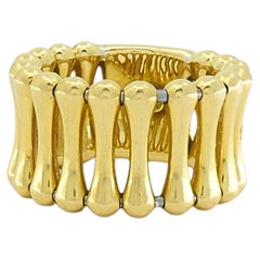 Vintage Chimento 18k Yellow Gold Bamboo‑Style Wide Band Ring