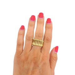 Vintage Chimento 18k Yellow Gold Bamboo‑Style Wide Band Ring