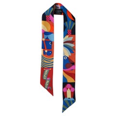 Sciarpa Twilly in seta multicolore Hermès "Parade en Fanfare"