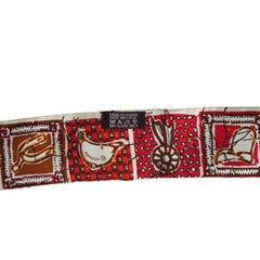 Hermès Silk Twilly Le Boubou H Rouge Blanc Orange Equestrian