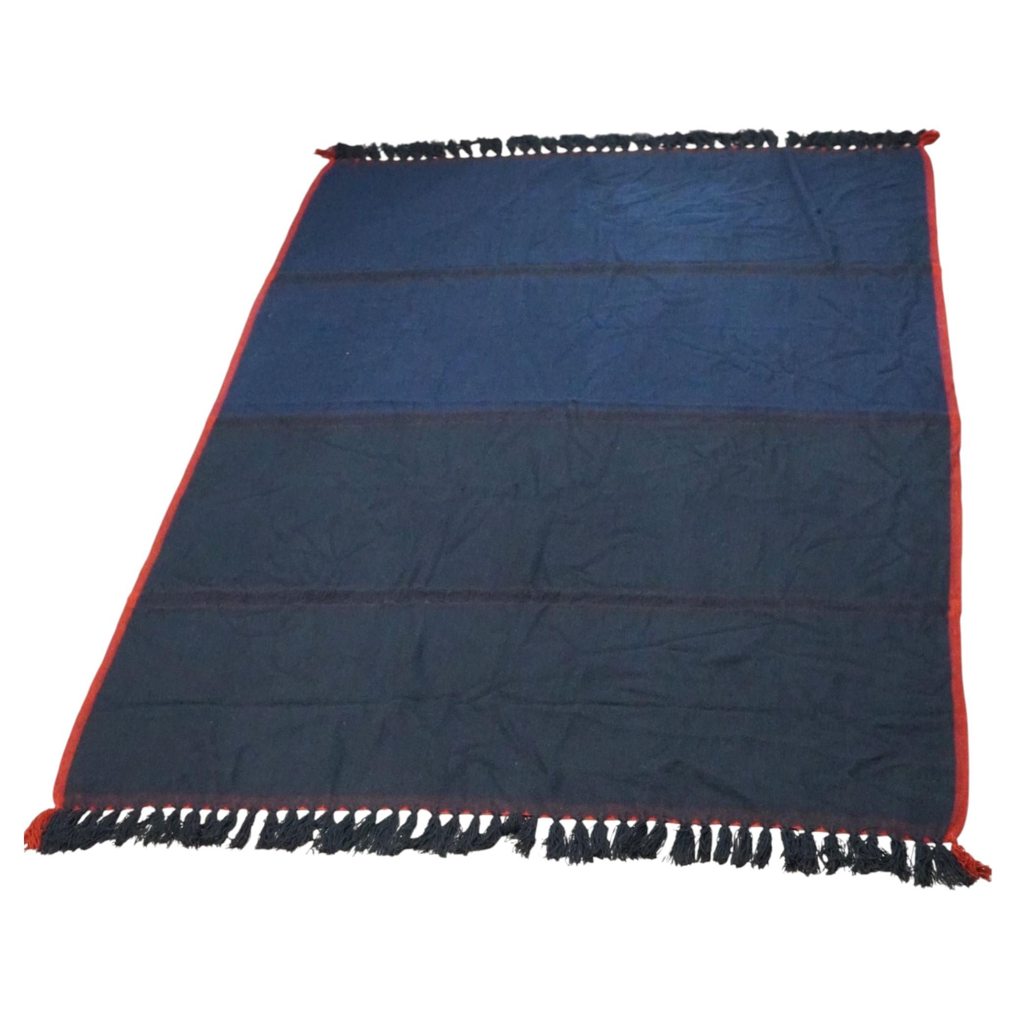 Hermès Paris Navy Red 100% Yak Wool Handwoven Nepal Blanket Throw For Sale