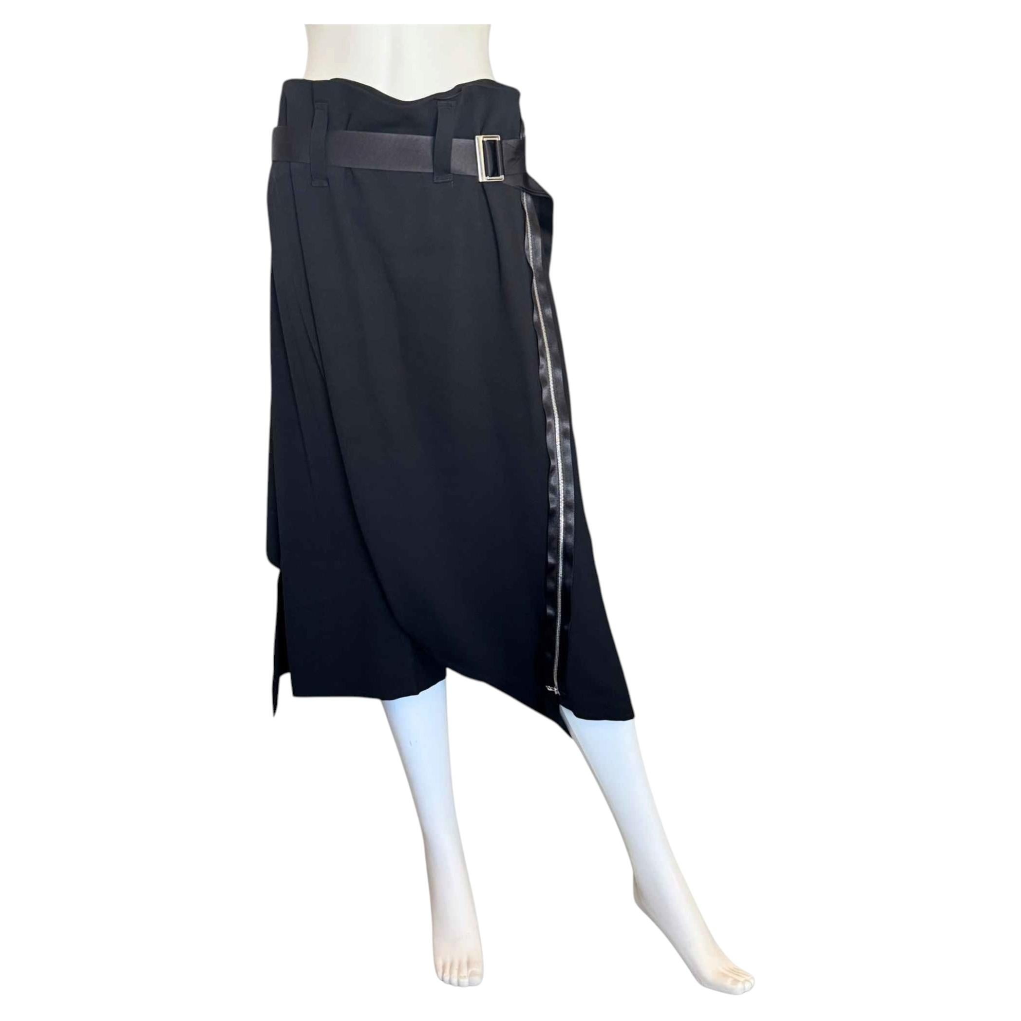 Issey Miyake Black Asymmetrical Wrap Culotte Pants For Sale