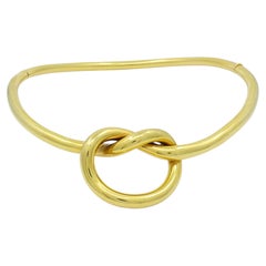 Vintage 18k Gold Love Knot Hinged Collar Necklace