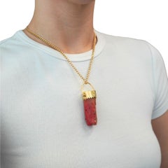 Vintage 14k Gold Coral Branch Pendant Necklace