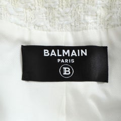 Balmain Paris Ivory Tweed Double Breasted Blazer Size 40