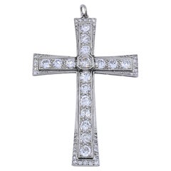 Art Deco Platinum Diamond Cross Pendant