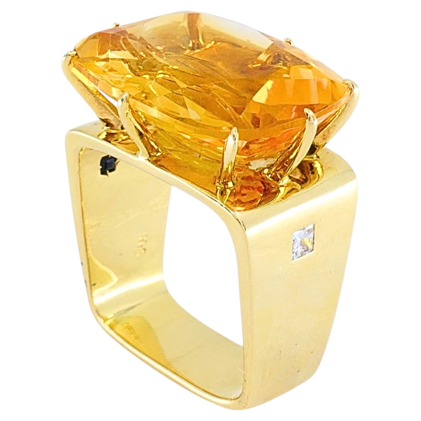 Pre-owned H. Stern Sunrise 18k Gold Citrine Diamond Cocktail Ring In Multiple