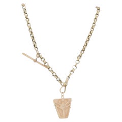 Antique 14k Gold Locket Pendant Necklace 10k Watch Chain