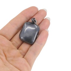 Antique Niello 800 Silver Photo Locket Pendant with Original Portraits C 1900s