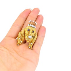 Vintage Tiffany & Co. 18k Gold Sapphire and Diamond Dog Brooch, Circa 1990s