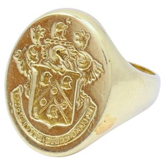 Vintage-Siegelring aus 14-karätigem Gold mit Wappen und Familienwappen