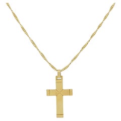 Vintage 14k Gold Cross Pendant Necklace Twisted Chain